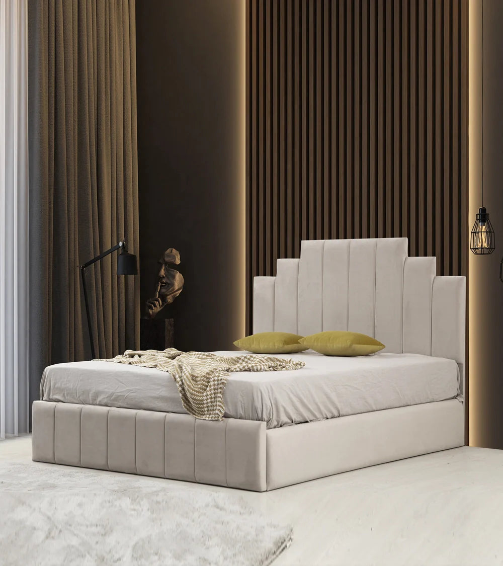 Cadre de lit 160x200 Blanc brillant/Or NAHESA Cadre de lit 160x200 Blanc brillant/Or NAHESA