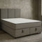 Lit Coffre Léon Gris en Lin avec Matelas Ressorts Ensachés 25 cm – 140x190 et 160x200