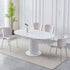 Table à Manger Sofia – Extensible – Plateau Céramique Blanc – Pieds Bois Laqué – 125 à 165 cm