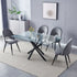 Table à Manger Olivia – Plateau en Verre – Pied Noir – 150 cm
