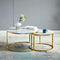 Tables Basses Gigognes Duo – Plateau Effet Marbre – Pied Doré